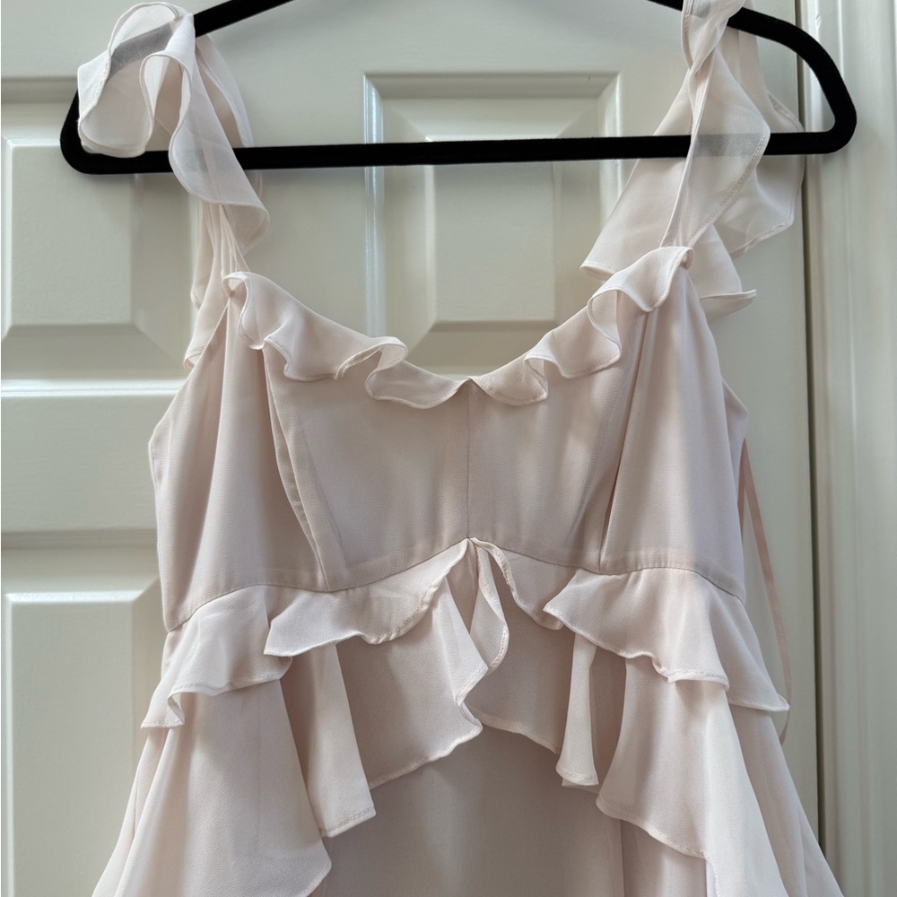 Wayf Ruffled Dress in Cream - Picture 2 of 4